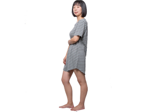 Woman Short Sleeve Ladies Summer Pyjamas Nightwear Bamboo Cotton Stripe Fabric